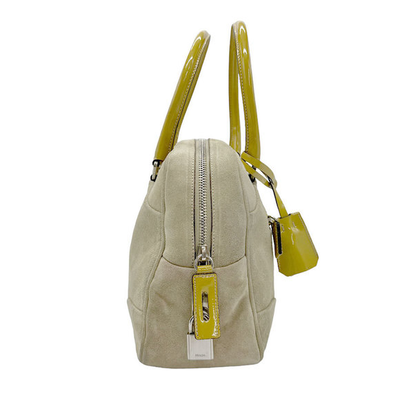 Prada Leather Handbag Tan Patent Suede - Picture 1 of 5
